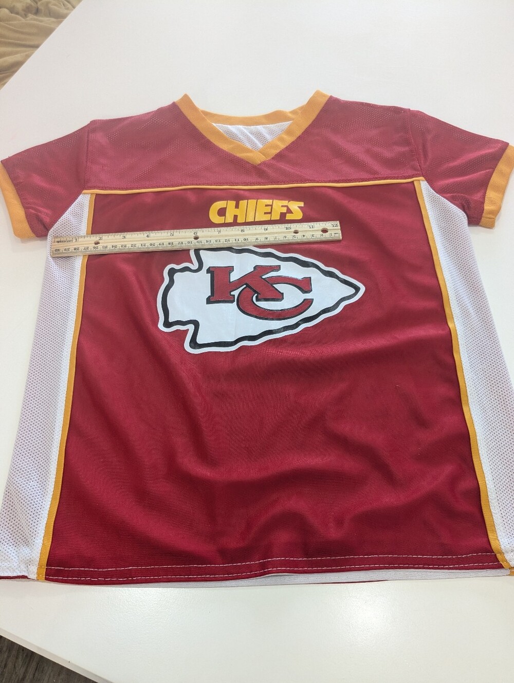 Kansas City Chiefs NFL FLAG Reversible Youth Jersey Red White Mesh